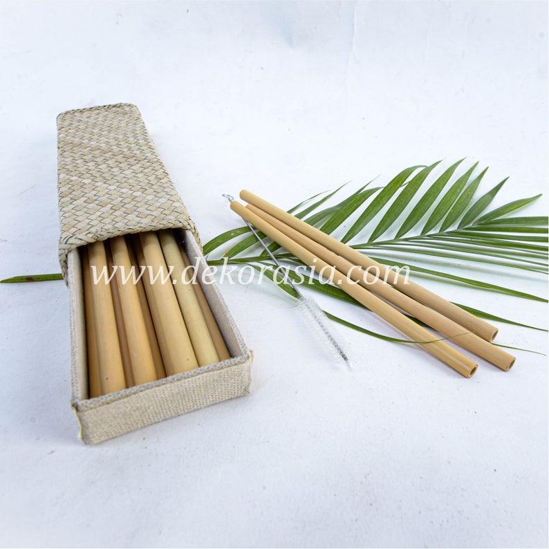 Bamboo Straw Set with Square Pencil Case | Drinkware | Free Shipping